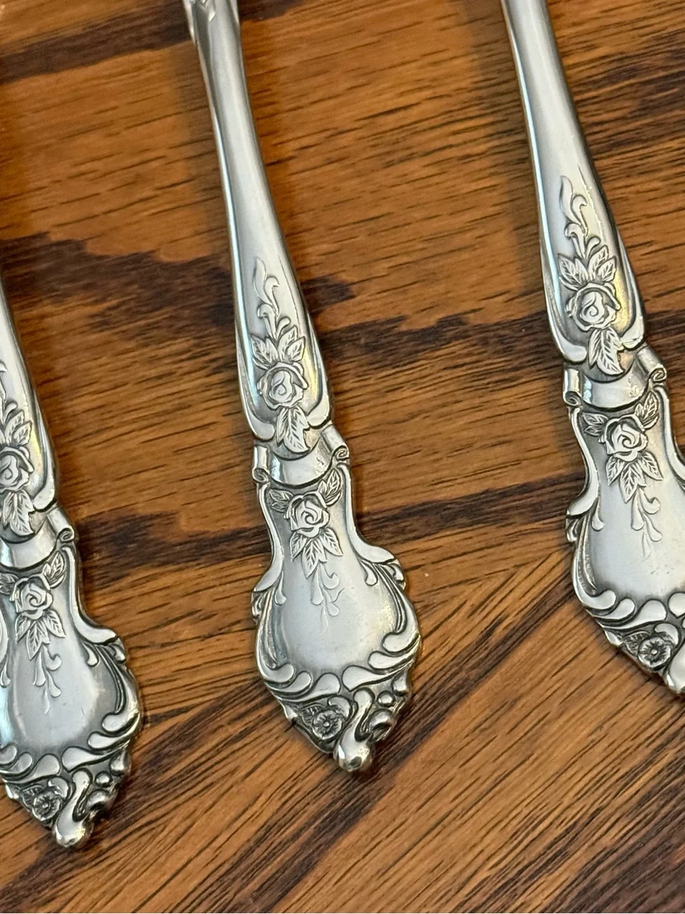 Rose And Leaf National Flatware Stainless 4 Soup Spoons 7 1/2” NEW